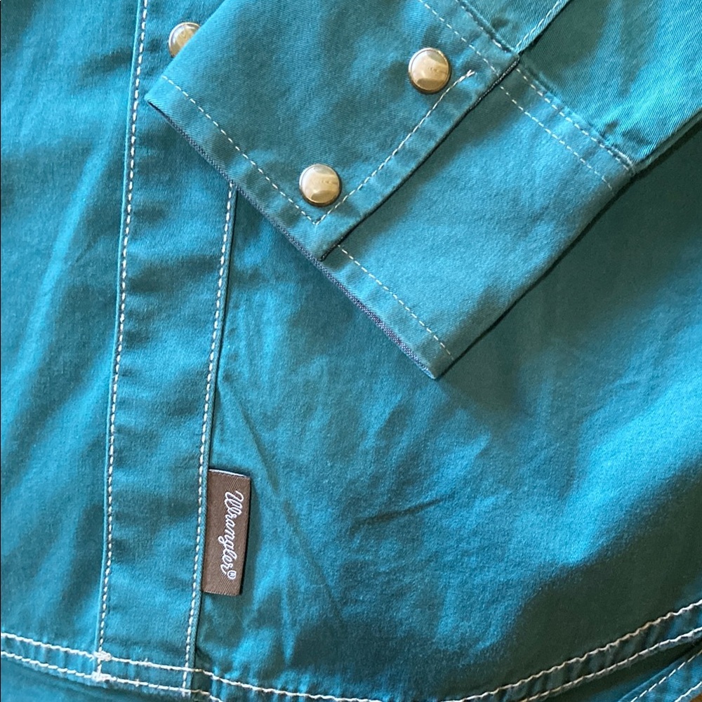 Wrangler Men's Teal Western Shirt - Size Small NWT - Picture 3 of 9